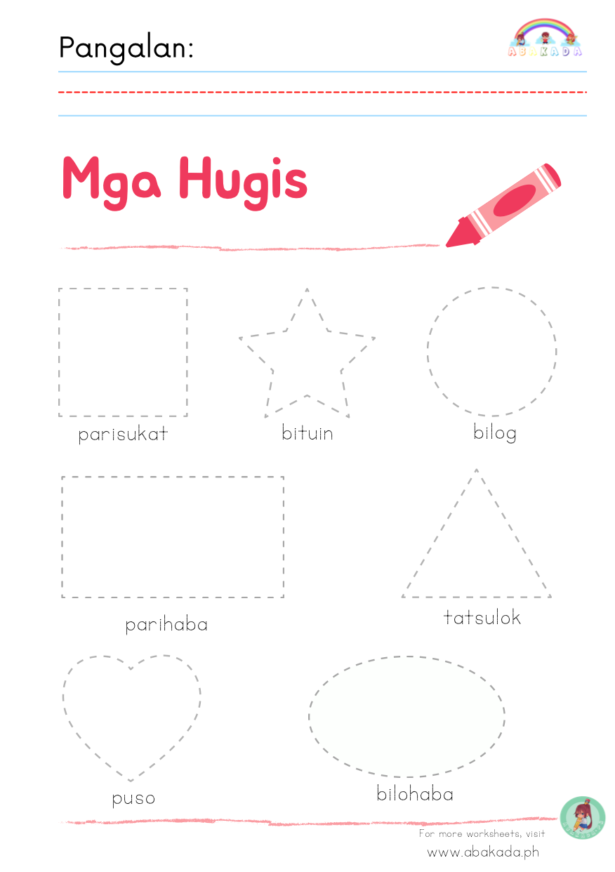 Mga Hugis Worksheet 1Filipino math Worksheets